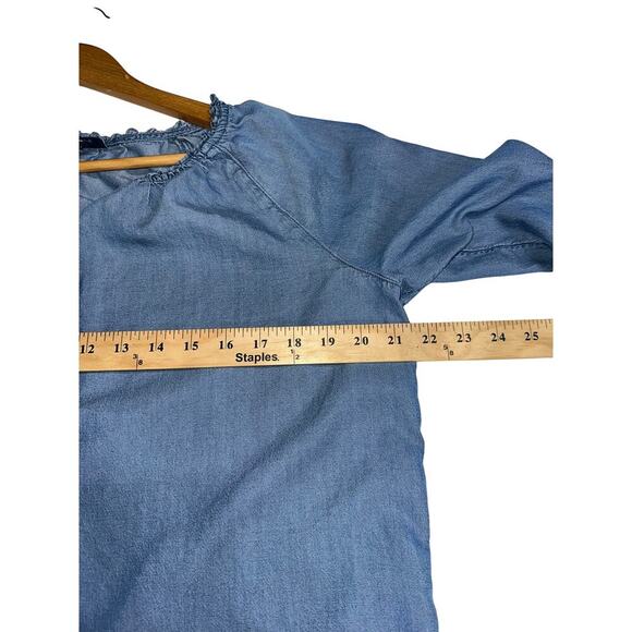 J Jill Denim Chambray Pullover top Blouse S lightweight Peasant Boho western - Picture 8 of 8